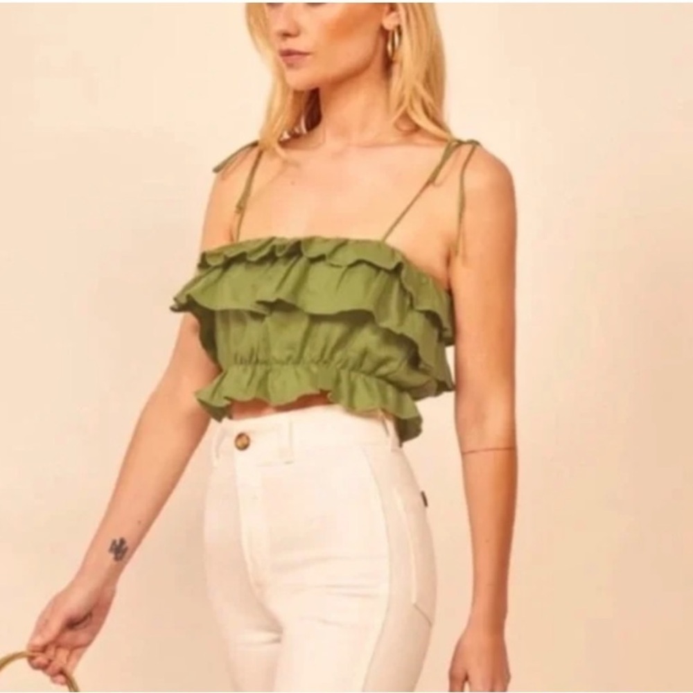 Reformation Ruskin Linen Top Size XS Green - Picture 6 of 9